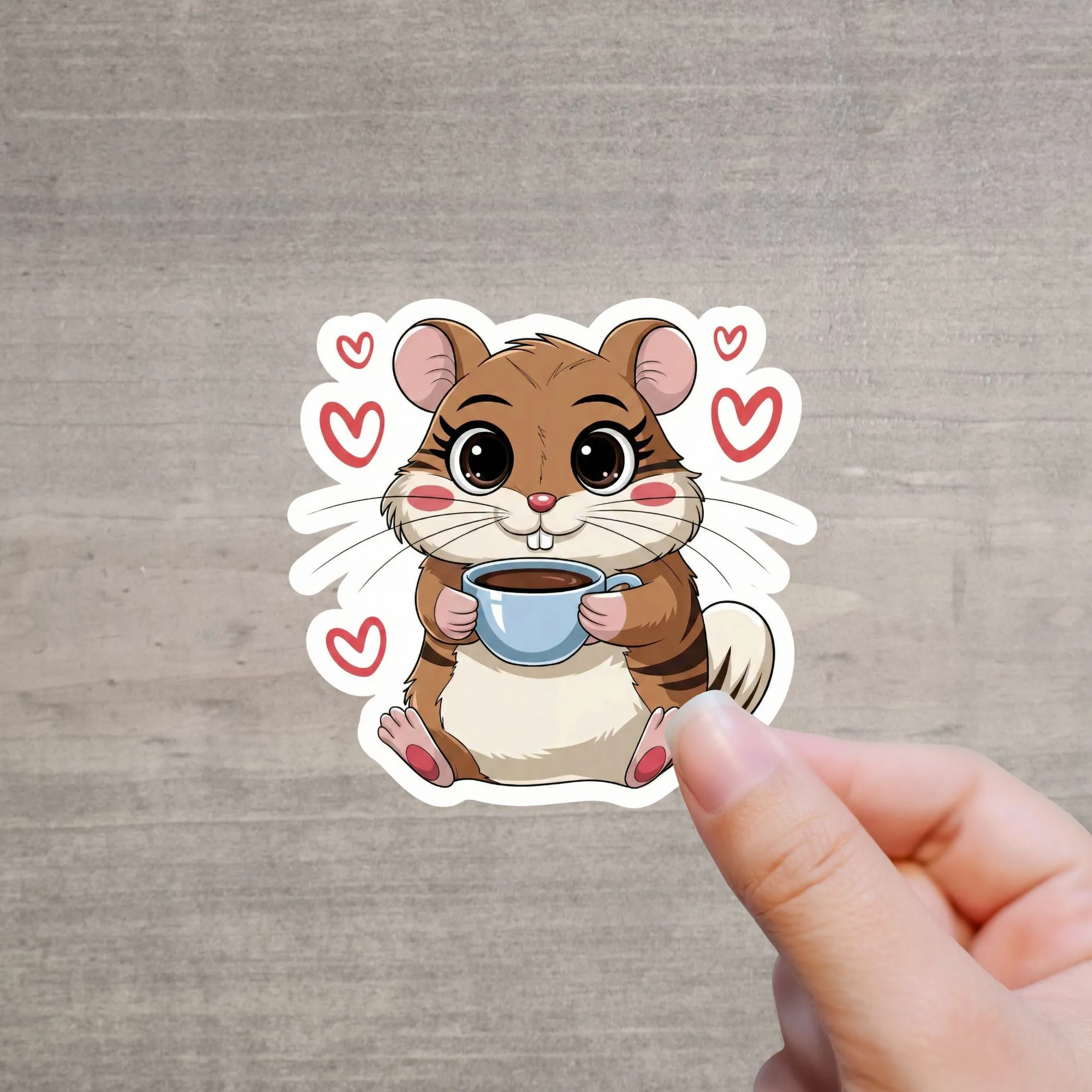 Süßer Hamster Sticker mit Kaffee