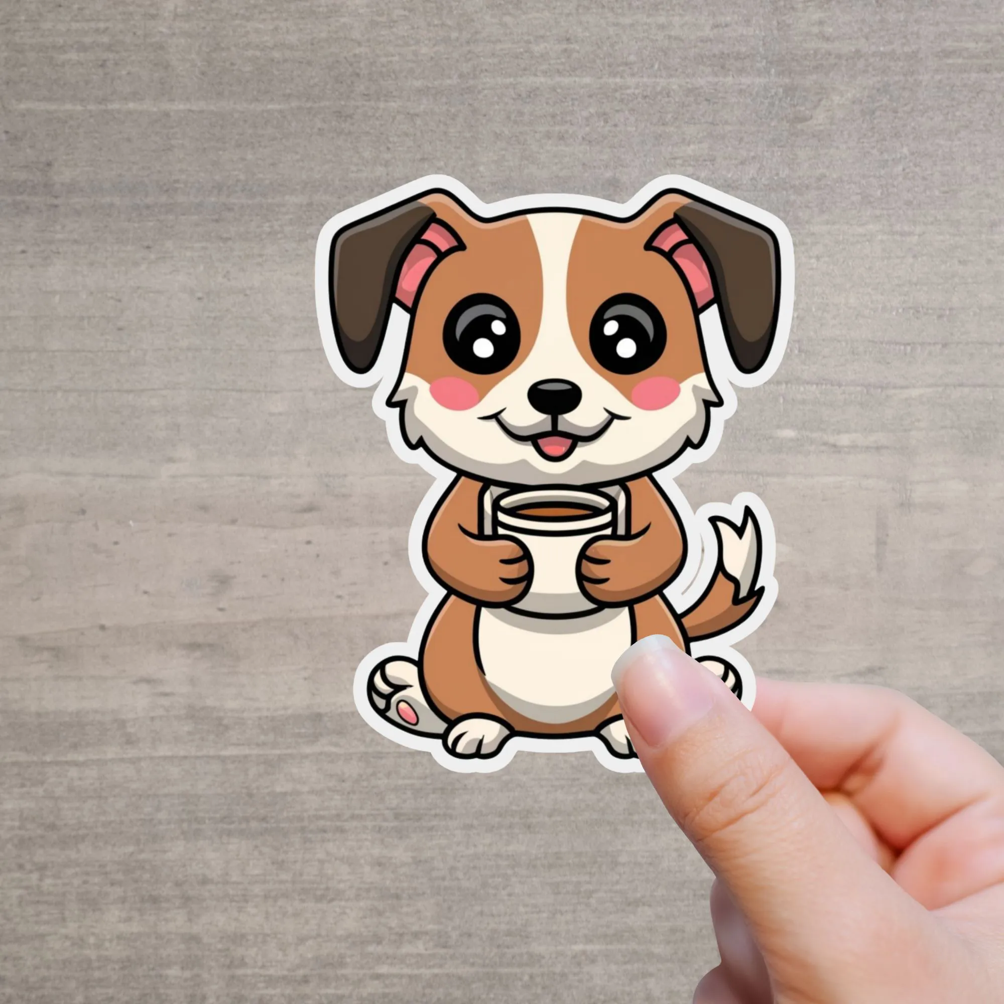Süßer Hunde Welpe Sticker mit Kaffee