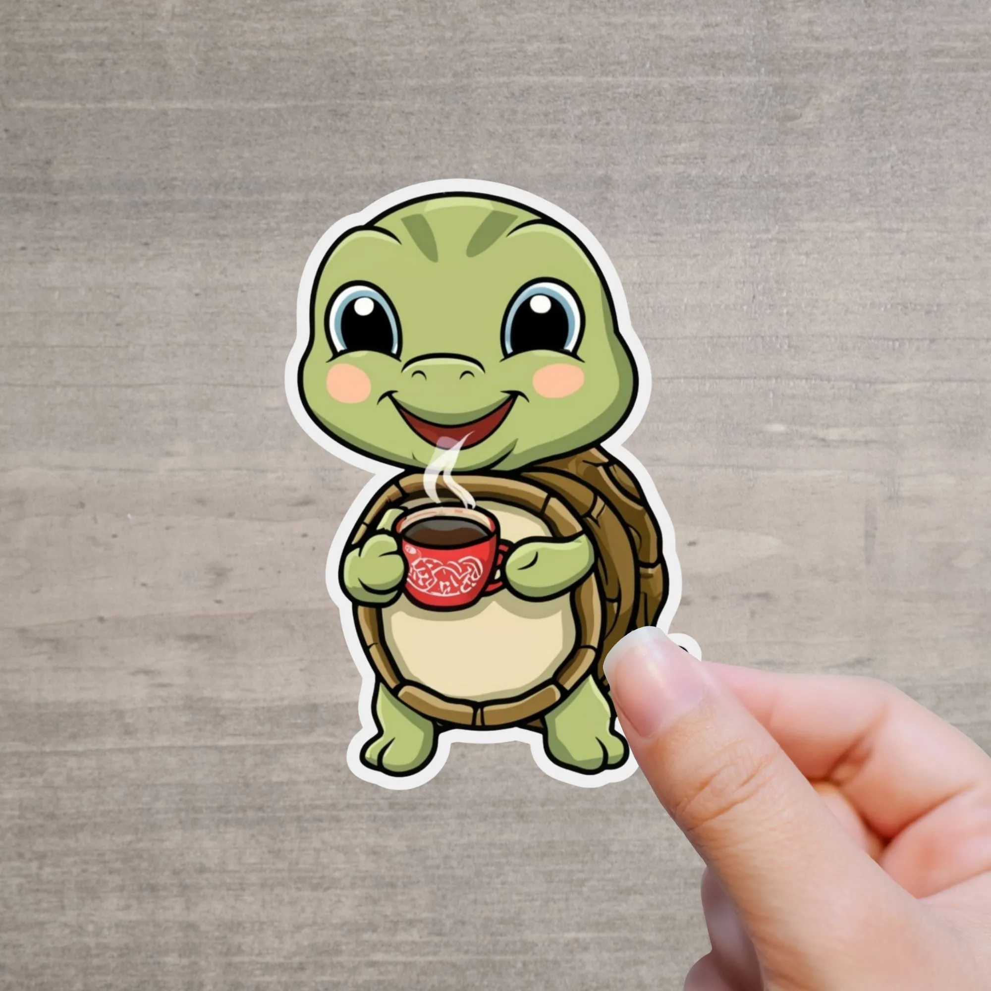 Süßer Schildkröte Sticker mit Kaffee