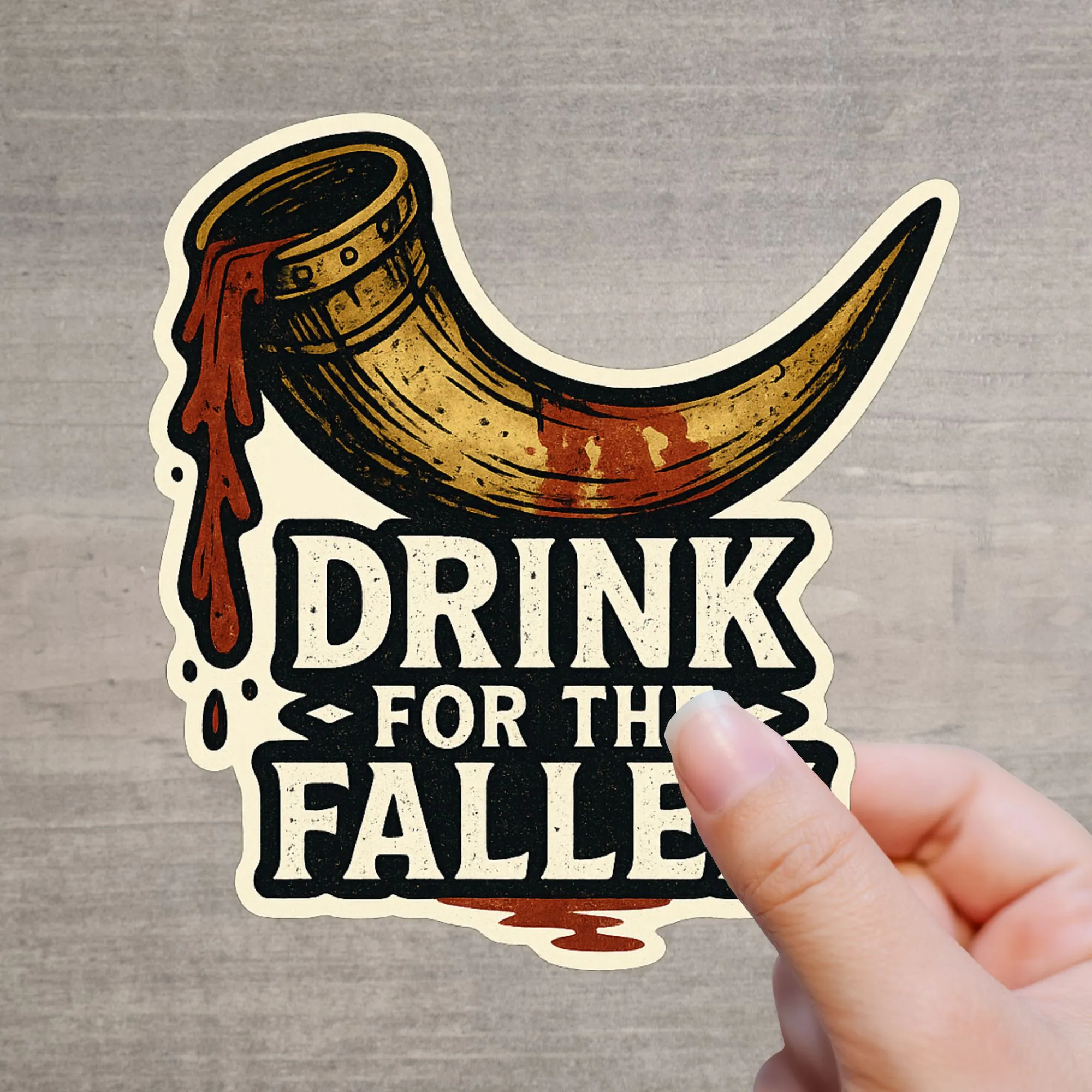Drink For The Fallen Sticker Wikinger Horn