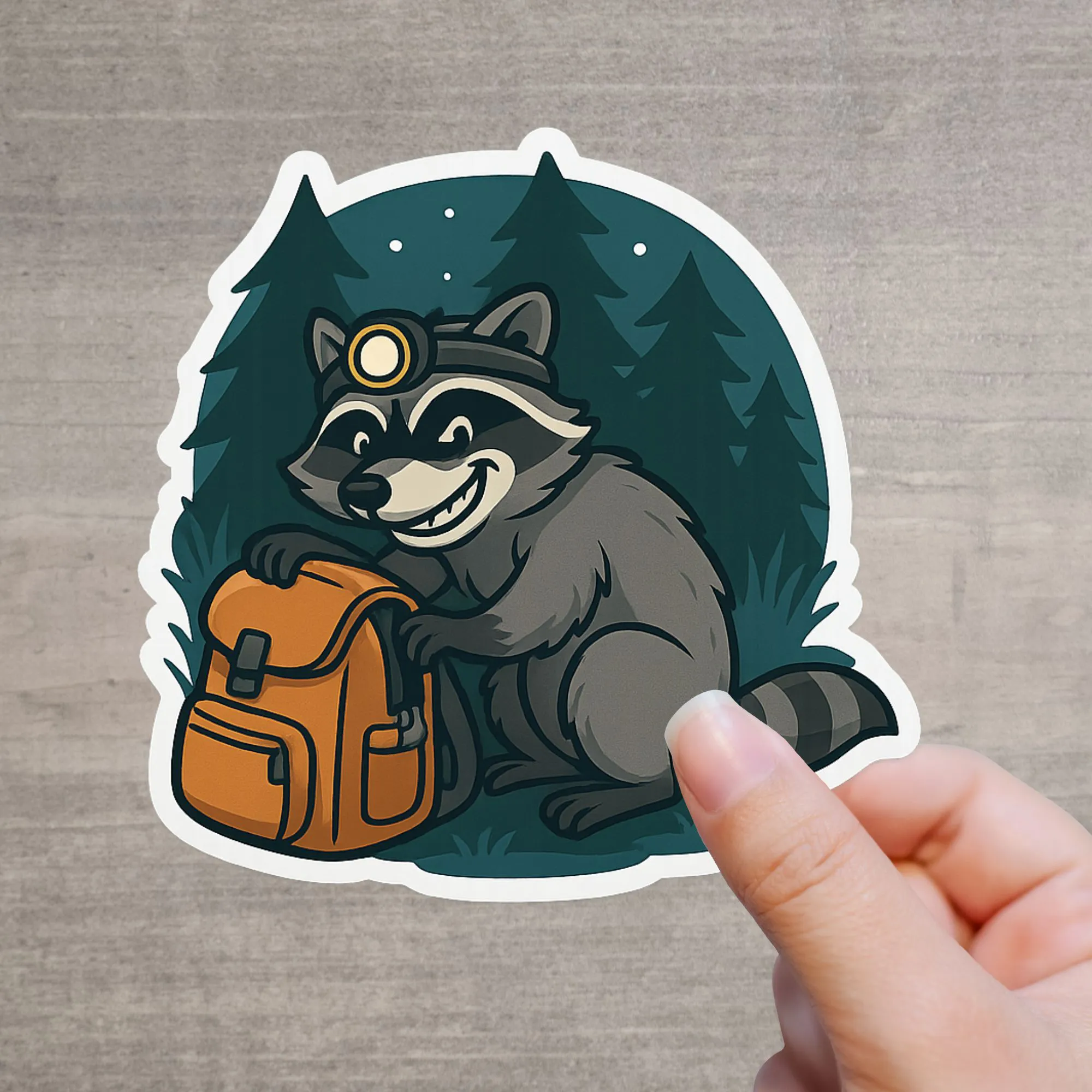 Lustiger Waschbär Sticker Camping