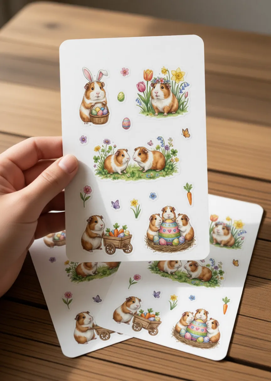 Süßer Meerschweinchen Stickerbogen