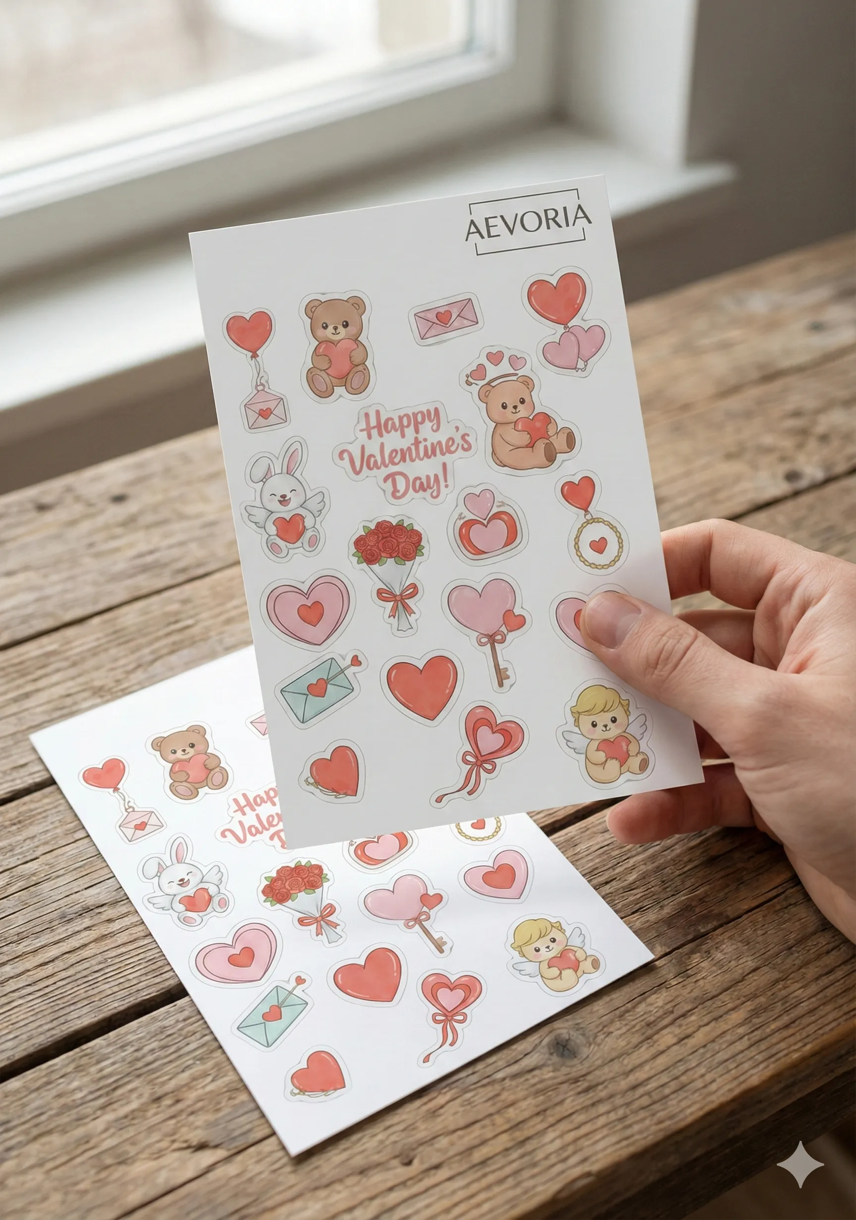 Süßer Valentinstag Stickerbogen
