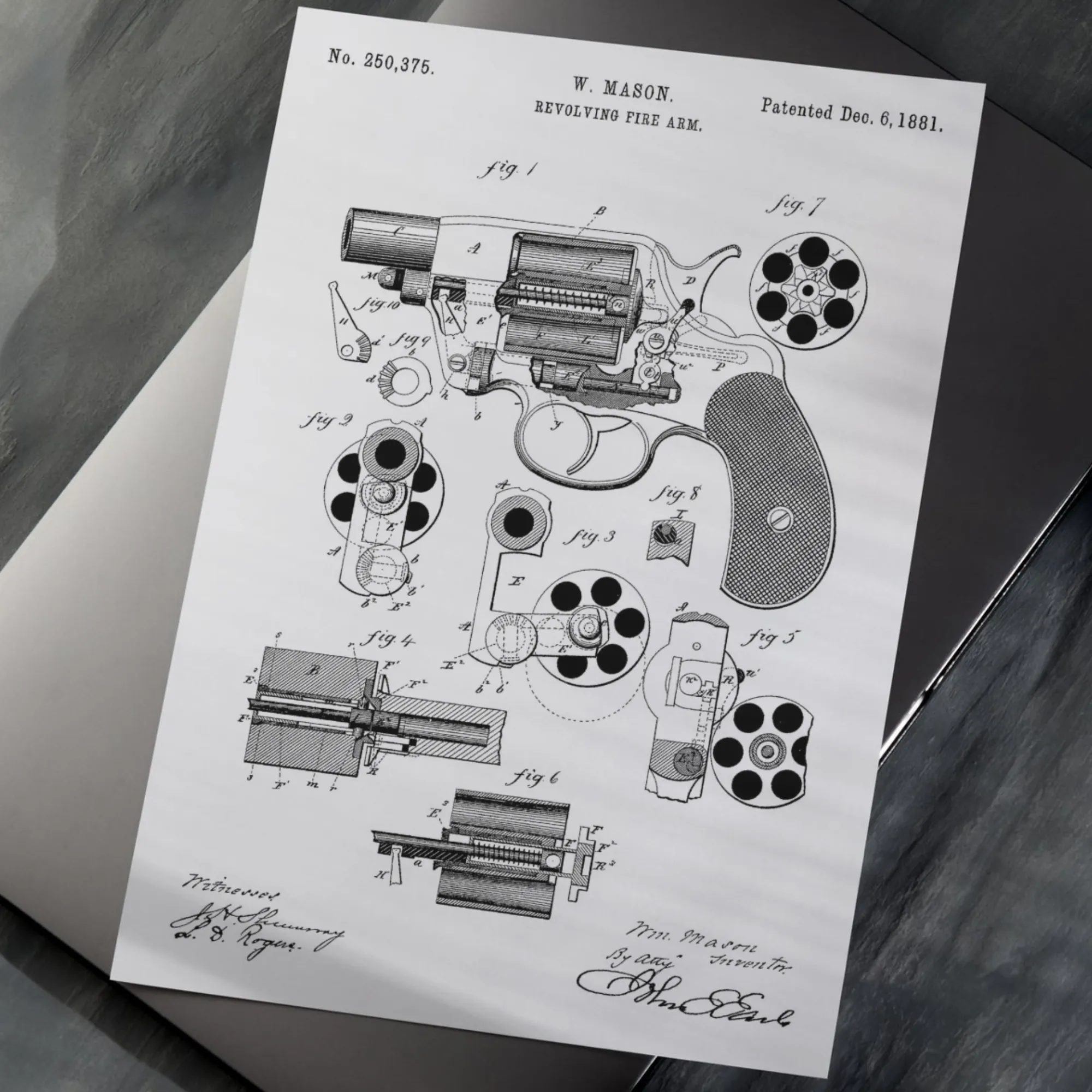 Revolver Patent 1881 Postkarte