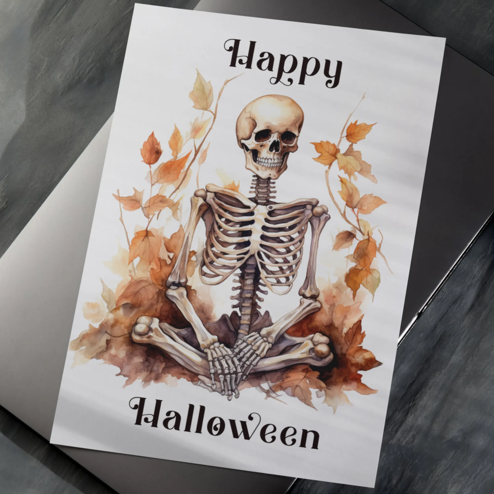 Happy Halloween Postkarte Skelett