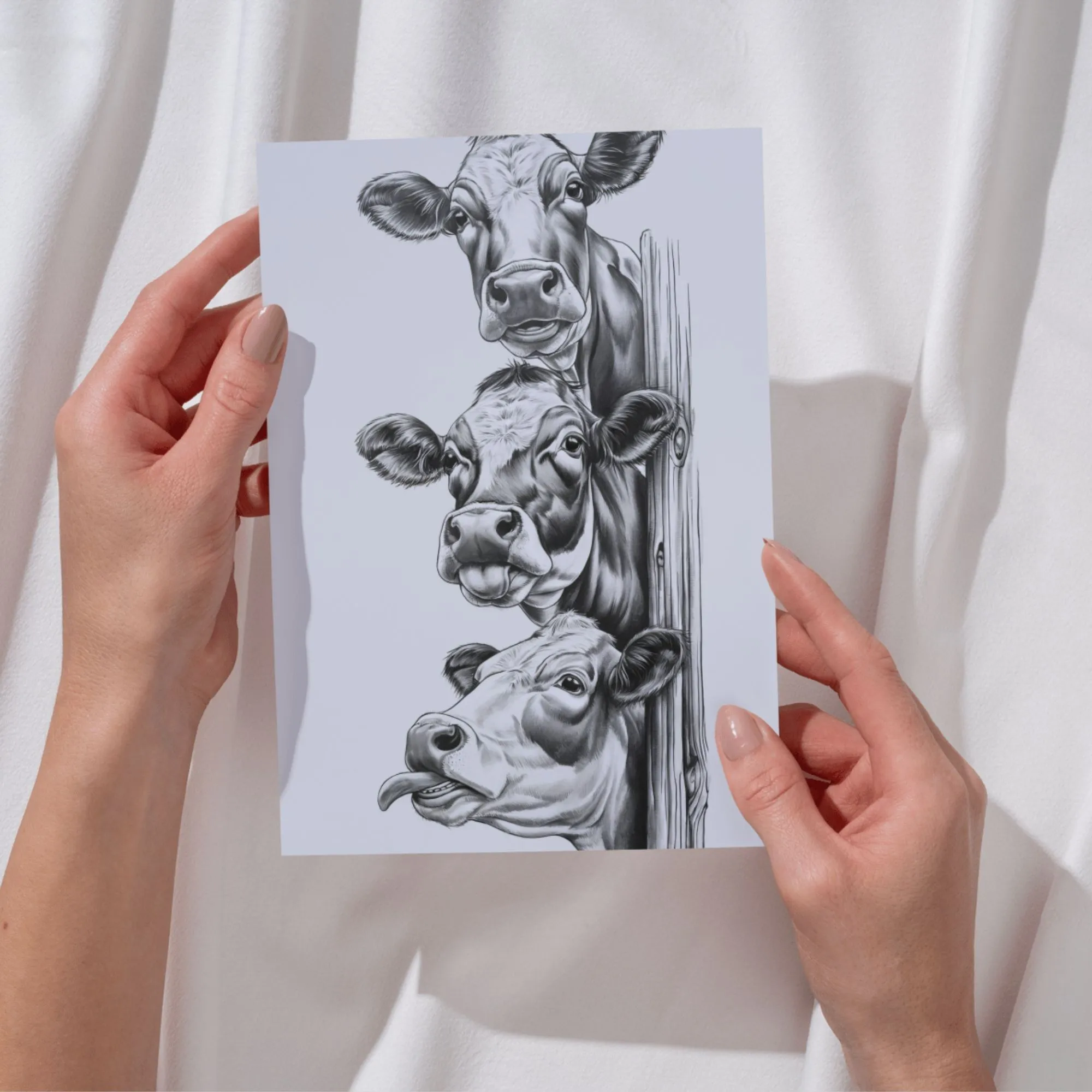 Neugierige Kühe Schwarz Weiß