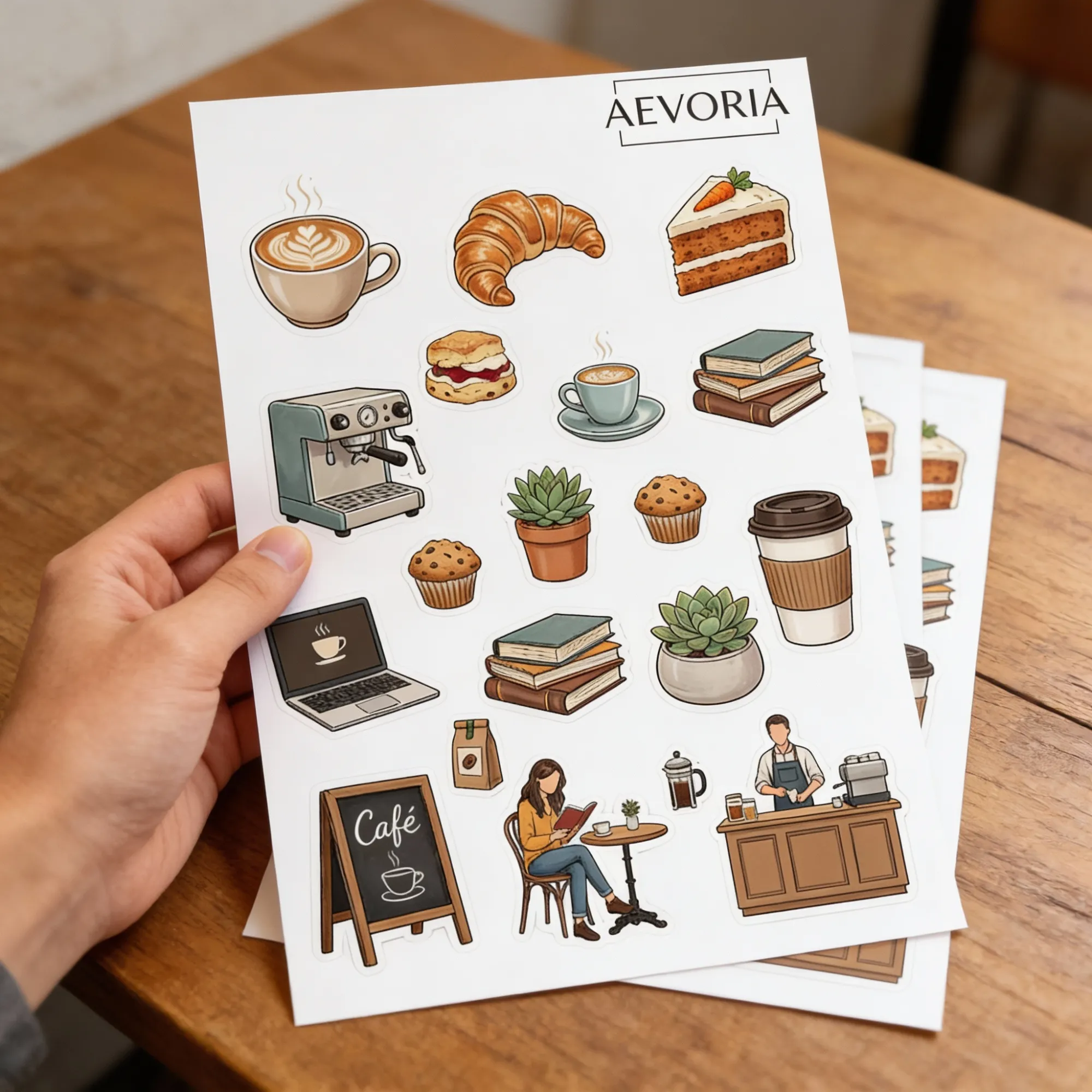 Stickerbogen Kaffee & Bücher