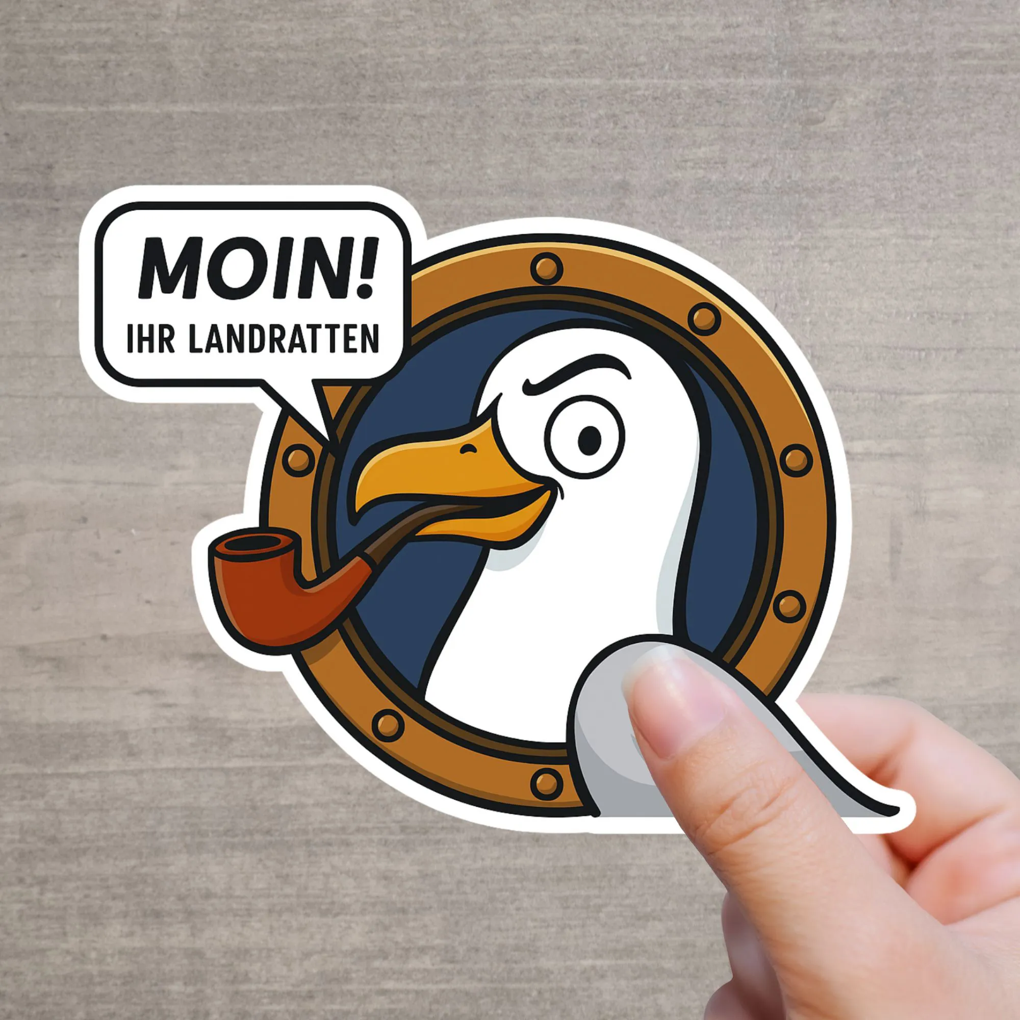 Möwe Sticker Moin ihr Landratten