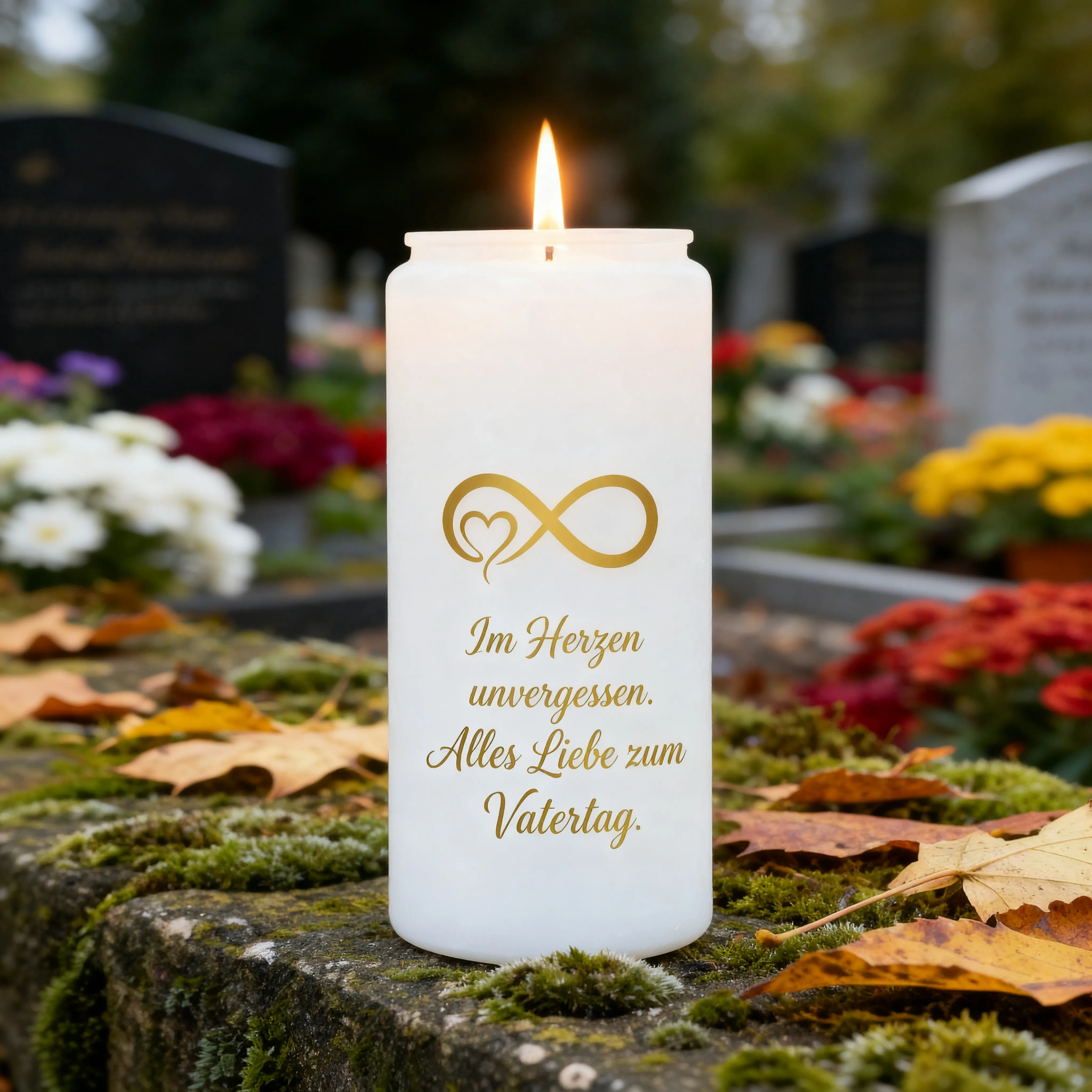 Grabkerze Aufkleber Vatertag | Im Herzen unvergessen Papa