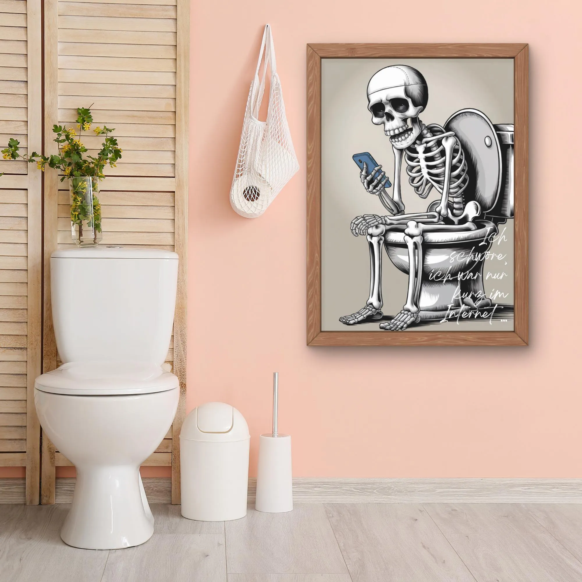 Poster Skelett auf Toilette