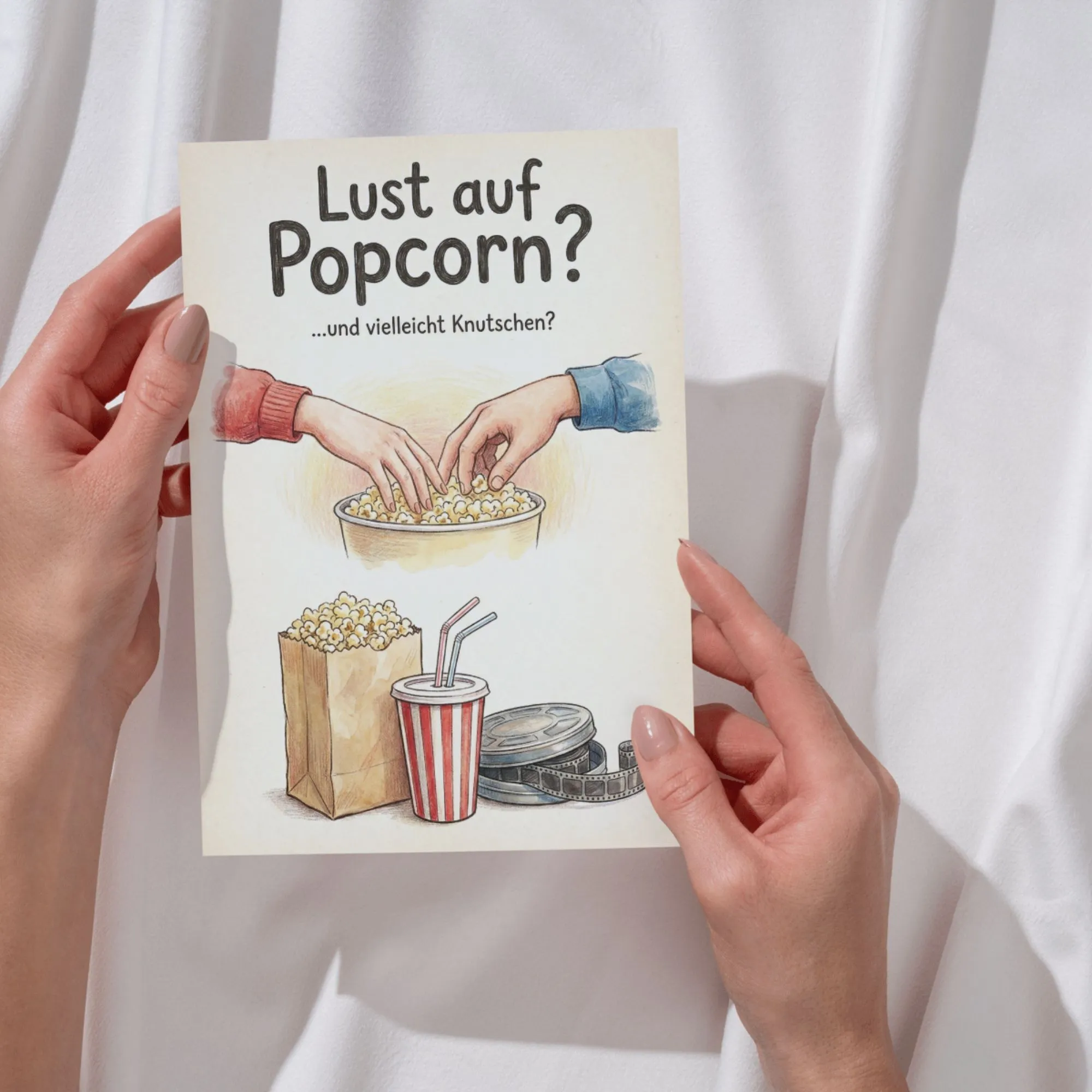 Postkarte Lust auf Popcorn?